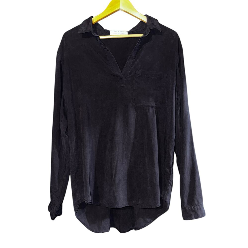 Cloth & Stone Women's XL Tunic Top Dark Blue Tencel Soft Distressed Basic Flowy